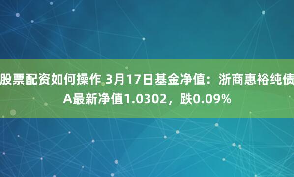 股票配资如何操作 3月17日基金净值：浙商惠裕纯债A最新净值1.0302，跌0.09%