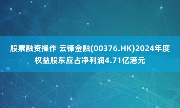 股票融资操作 云锋金融(00376.HK)2024年度权益股东应占净利润4.71亿港元
