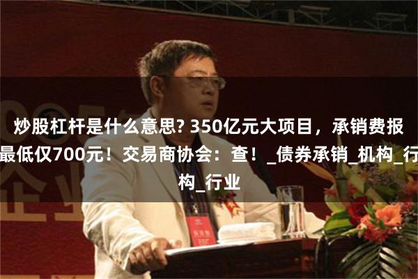 炒股杠杆是什么意思? 350亿元大项目，承销费报价最低仅700元！交易商协会：查！_债券承销_机构_行业