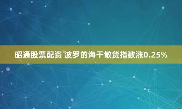 昭通股票配资 波罗的海干散货指数涨0.25%